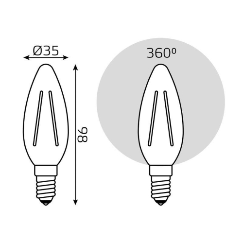 Лампа светодиодная филаментная Black Filament 5Вт свеча 4100К нейтр. бел. E14 450лм GAUSS 103801205 фото 6