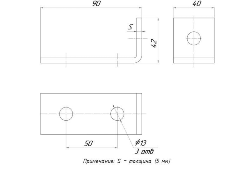 Пластина STRUT угловая 90град. 3 отверстия EKF stpu3 фото 2