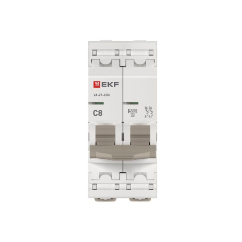 Выключатель автоматический 2п C 8А 4.5кА ВА 47-63N PROxima EKF M634208C фото 4