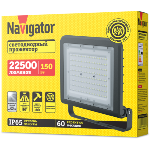 Прожектор светодиодный 80 675 NFL-02-150-4К-BL-LED 150Вт 4000К IP65 22500лм черн. Navigator 80675 фото 2