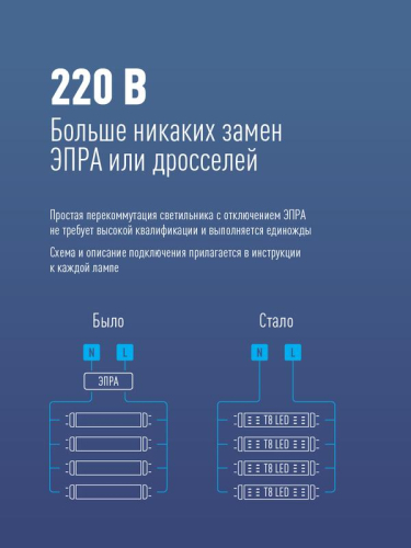 Лампа светодиодная 20Вт G13 6500К GLASS 1200мм T8 Космос Lksm_LED20wG13T865GL фото 3