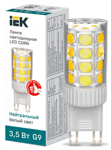 Лампа светодиодная Corn 3.5Вт капсульная 4000К нейтр. бел. G9 230В керамика IEK LLE-Corn-4-230-40-G9