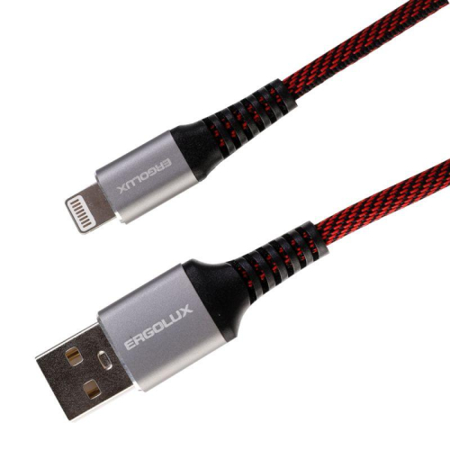 Кабель USB-Lightning ELX-CDC09-C43 3А 1.5м черн./красн. ткань зарядка+ПД коробка Ergolux 15310 фото 4