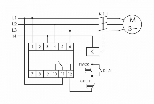 Реле контроля фаз CZF-310 (1 модуль; монтаж на DIN-рейке; 3х400/230+N 8А 1NO/NC IP20) F&F EA04.001.005 фото 2