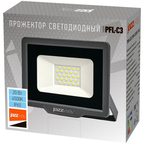 Прожектор светодиодный PFL-C3 20Вт 6500К IP65 ДО закален. прозр. стекло JazzWay 5023543A фото 3