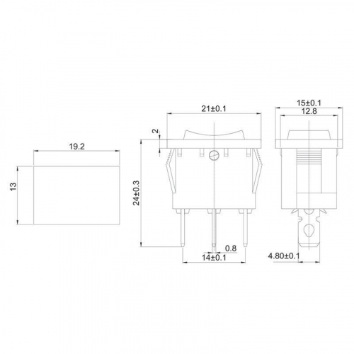 Выключатель клавишный 250В 6А (3с) ON-OFF-ON черн. с нейтралью Mini (RWB-205 SC-768) Rexant 36-2145 фото 2