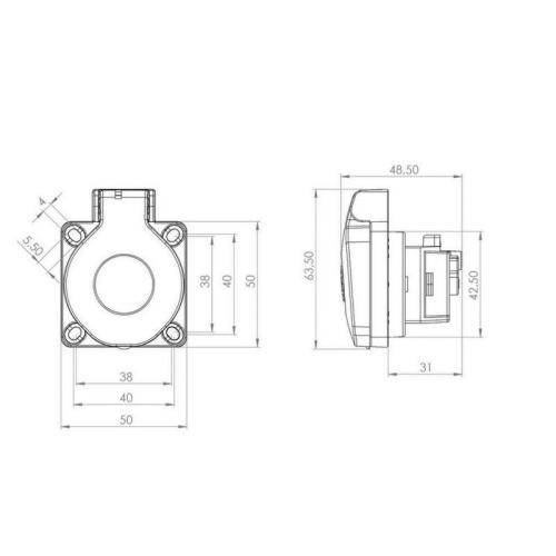 Розетка влагозащ. с крышкой с/з скрытая установка16А IP54 каучук Rexant 111-008 фото 9