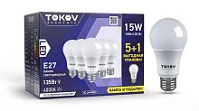 Набор ПРОМО лампа светодиодная 15Вт А60 4000К Е27 176-264В (Promo 5+1 шт) TOKOV ELECTRIC Promo-A60-E27-15-4K