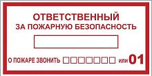 Наклейка "Ответственный за пожарную безопасность" B03 100х200мм PROxima EKF an-4-05
