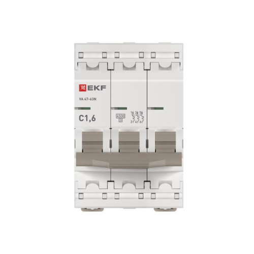 Выключатель автоматический 3п C 1.6А 4.5кА ВА 47-63N PROxima EKF M63431T6C фото 4