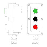 Пост управления взрывонепроницаемый из алюминия LCSD-03-B-MC-L1G(220)x1-P1B(11)x1-P1R(11)x1-PCMB-KAEPM3MHK-26 DKC LCSD21000124