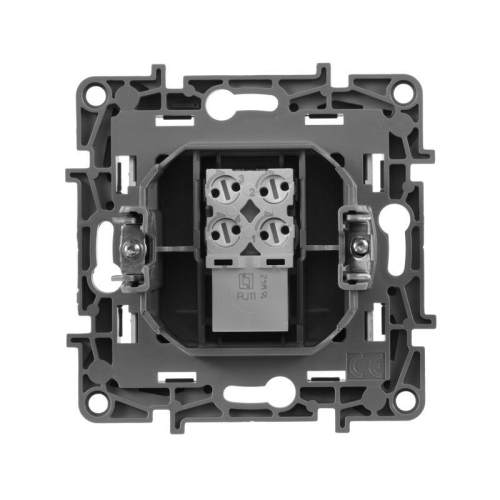 Розетка телефонная 1-м СП Etika RJ11 механизм алюм. Leg 672440 фото 3