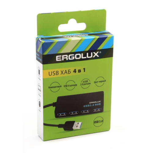 Разветвитель USB ELX-SLP01-C02 4USB 2А коробка черн. ERGOLUX 15109 фото 2