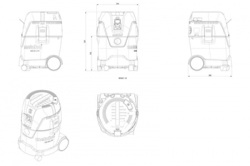 Пылесос ASA 25 L PC 1250Вт розетка ручн. очистка Metabo 602014000 фото 2