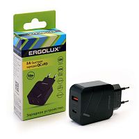 Адаптер сетевой ELX-РA01QC-C02 1USB+1Type C 100-220В 5-9В/3А QC коробка черн. ERGOLUX 15108