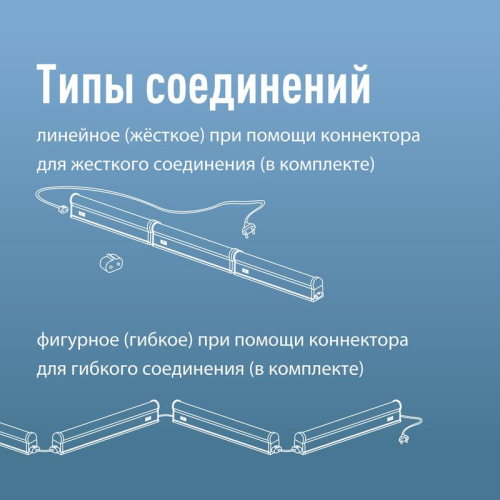 Светильник светодиодный Т5 ДБО 9Вт 4000К 230В линейный (набор для подключения в комплекте) КОСМОС KOC_DBO_9W4K фото 3