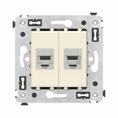 Розетка компьютерная 2-м СП Avanti "Ванильная дымка" RJ45 кат.6 без шторок экранир. механизм DKC 4405794