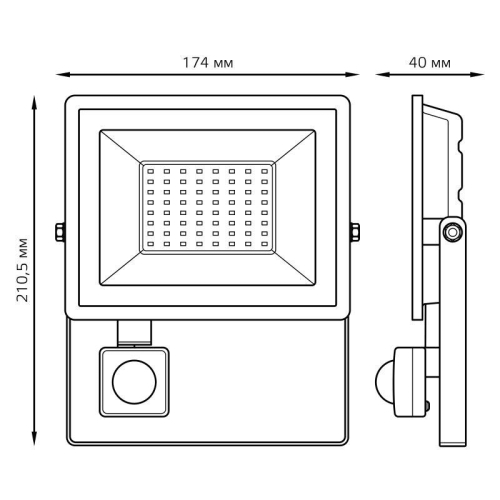 Прожектор светодиодный Elementary 50Вт 6500К IP65 4250лм 175-265В ДО с датчиком движения черн. GAUSS 628511350 фото 5