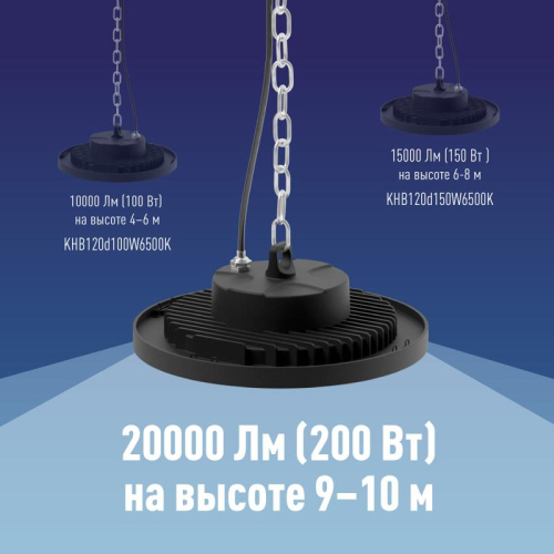 Светильник светодиодный UFO HIgh Bay 200Вт 6500К 174-265В для высоких пролетов КОСМОС KHB120d200W6500K фото 9