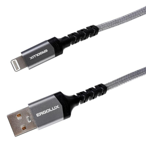 Кабель USB-Lightning ELX-CDC10-C09 3А 1.2м сер. нейлон зарядка+ПД коробка Ergolux 15311 фото 4