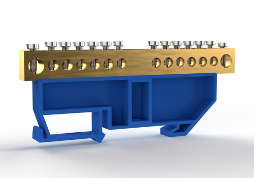 Шина нулевая на DIN-изоляторе 8х12мм 14 отвер. латунь TOKOV ELECTRIC TKE-BCB-812-14-DIN/N