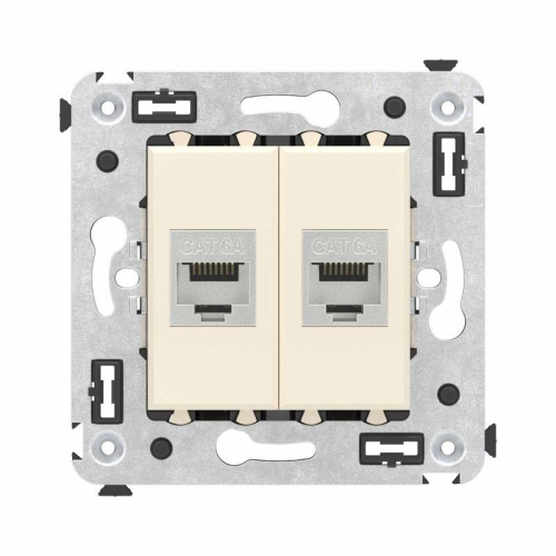 Розетка компьютерная 2-м СП Avanti "Ванильная дымка" RJ45 кат.6A без шторок экранир. механизм DKC 4405774