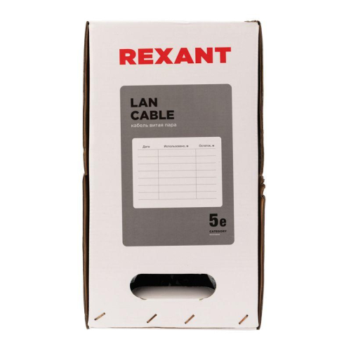 Кабель витая пара U/UTP кат.5E 4х2х24AWG solid CU PE Outdoor черн. (м) Rexant 01-0045 фото 5