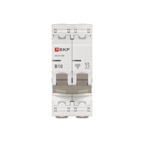 Выключатель автоматический 2п B 10А 4.5кА ВА 47-63N PROxima EKF M634210B фото 4