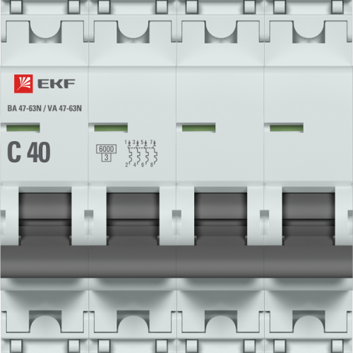 Выключатель автоматический модульный 4п C 40А 6кА ВА 47-63N PROxima EKF M636440C фото 2