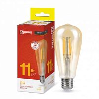 Лампа светодиодная LED-ST64-deco gold 11Вт цилиндр золотая 3000К тепл. бел. E27 1160лм 230В IN HOME 4690612035673