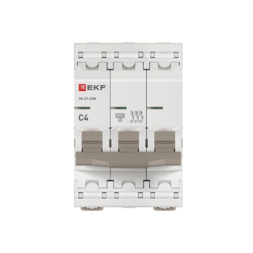 Выключатель автоматический 3п C 4А 4.5кА ВА 47-63N PROxima EKF M634304C фото 4