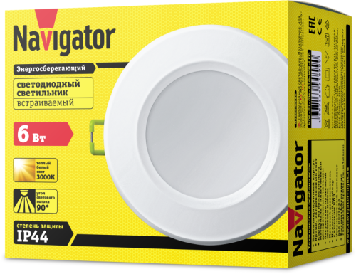 Светильник светодиодный 94 899 NDL-P1-6W-830-WH-LED 6Вт IP44 (аналог R63 60Вт) Navigator 94899 фото 2