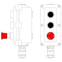 Пост управления взрывонепроницаемый из алюминия LCSD-03-B-MB-P1B(11)x1-P1B(11)x1-P6R(11)x1-PBMB-KAEPM2MHK-20 DKC LCSD21000135