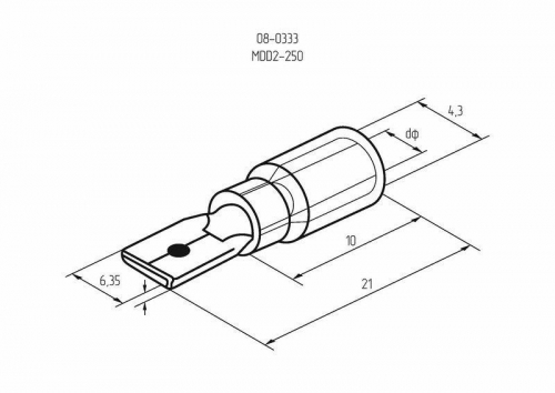 Клемма плоская изол. (штекер) (VM 2-250) REXANT 08-0333 фото 3