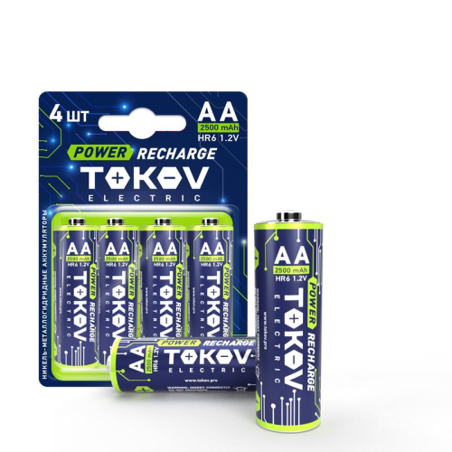 Аккумулятор AA/HR6 2500мА.ч (блист.4шт) TOKOV ELECTRIC TKE-NMA-HR6/B4