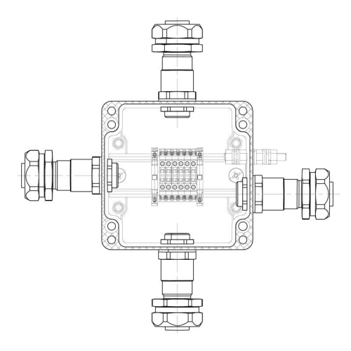 Коробка взрывозащищенная клеммная из полиэстераTBE-P-03-(6xCBC.2)-1xKAEPM2MHK-20(A)-1xKAEPM2MHK-20(B)-1xKAEPM2MHK-20(C)-1xKAEPM2MHK-20(D)1Ex e IIC Т5 Gb / Ex tb IIIC T95град.C DbIP66/КЗ DKC 1231.031.22.11A