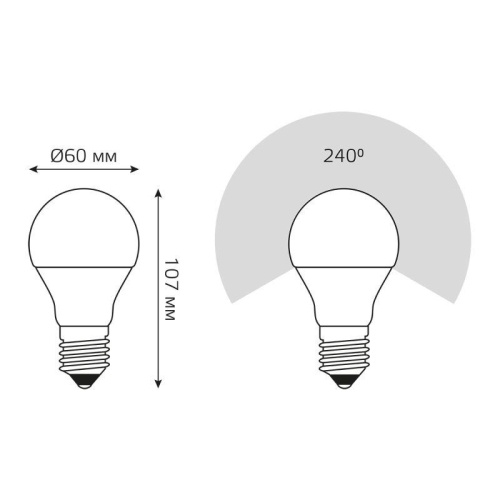 Лампа светодиодная Black 7Вт A60 грушевидная 4100К нейтр. бел. E27 710лм GAUSS 102502207 фото 3