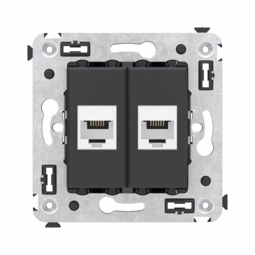 Розетка телефонная 2-м СП Avanti "Черный матовый" RJ12 без шторок механизм DKC 4412614
