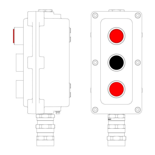 Пост управления взрывонепроницаемый из алюминия LCSD-03-B-MB-L1R(220)x1-P1B(11)x1-P1R(11)x1-PBMB-KA2MHK DKC LCSD21000109