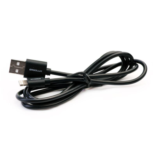 Кабель USB-Lightning 3А 1.2м зарядка + передача данных черн. (коробка) ERGOLUX 15096 фото 2