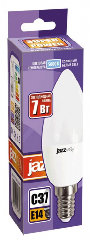 Лампа светодиодная PLED-SP 7Вт C37 свеча 5000К холод. бел. E14 560лм 230В JazzWay 1027832-2 фото 2