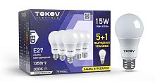 Набор ПРОМО лампа светодиодная 15Вт А60 3000К Е27 176-264В (Promo 5+1 шт) TOKOV ELECTRIC Promo-A60-E27-15-3K