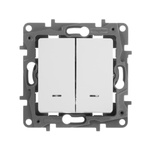 Переключатель 2-кл. СП Etika Plus 10А IP20 250В 10AX с подсветкой безвинтов. зажимы механизм бел. Leg 672216 фото 2