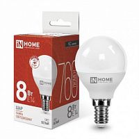 Лампа светодиодная LED-ШАР-VC 8Вт шар 4000К нейтр. бел. E14 760лм 230В IN HOME 4690612020556