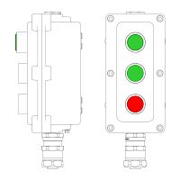 Пост управления взрывонепроницаемый из алюминия LCSD-03-B-MB-L1G(220)x1-P1G(11)x1-P1R(11)x1-PBMB-ANP15BMB DKC LCSD21000125