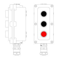 Пост управления взрывонепроницаемый из алюминия LCSD-03-B-MC-P1B(11)x1-P1B(11)x1-P1R(11)x1-PCMB-KAEPM3MHK-26 DKC LCSD21000116