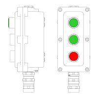 Пост управления взрывонепроницаемый из алюминия LCSD-03-B-MB-L1G(220)x1-P1G(11)x1-P1R(11)x1-PBMB-KA2MHK DKC LCSD21000107