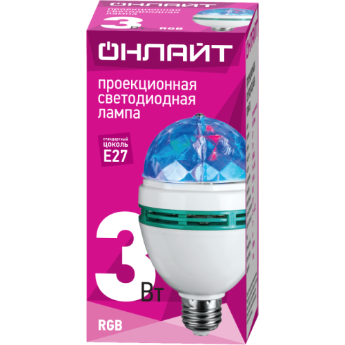 Лампа светодиодная 61 120 OLL-DISCO-3-230-RGB-E27 3Вт ОНЛАЙТ 61120 фото 2