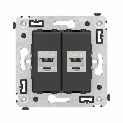 Розетка компьютерная 2-м СП Avanti "Черный матовый" RJ45 кат.6A без шторок экранир. механизм DKC 4412774