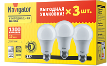 Лампа светодиодная 95 319 NLL-A60-13-230-4K-E27-PACK3 NAVIGATOR 95319